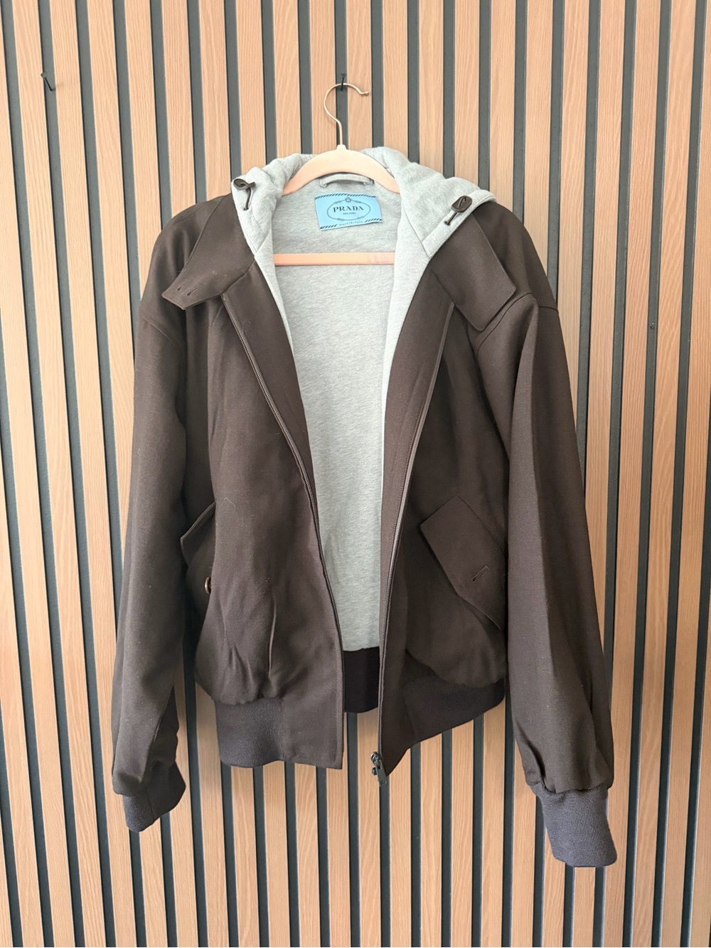 Prada Hooded rush stitch jacket brown Size 40